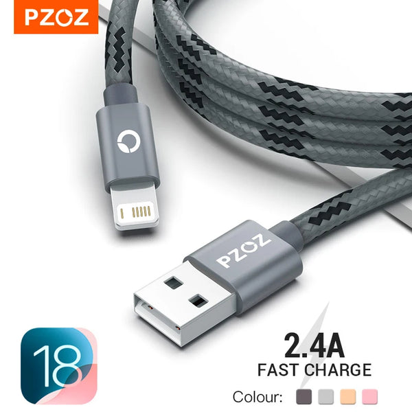 PZOZ 2m 3m For iphone 14 13 12 11 Xs Xr 8 7 charger usb cable phone fast charging cables and organizers fast charging charger