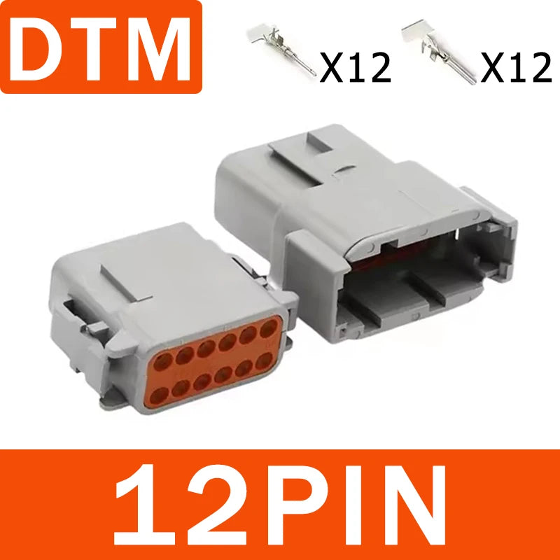 ឧបករណ៍ភ្ជាប់ការពារទឹក DT/DTM/DTP/DTF ១ឈុត ជើងទម្រ ប្រុស និង ស្រី 2/3/4/6/8/12 ម្ជុល សម្រាប់ខ្សែភ្លើងរថយន្ត និង ខ្សែភ្លើងក្រៅផ្លូវ