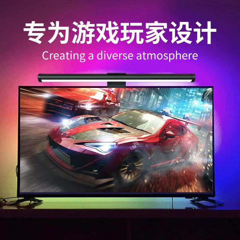 LED Desk Lamp USB Screen Hanging Light Curved Screen Monitor Light Bar RGB Background Atmosphere Lights Gaming Room Decoration