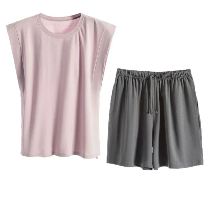 Cotton Nightie with Bra Summer Clothes 2 Piece Set Women's Pajamas Home Wear Women Nightwear Thin Sleeveless Sleepwear Pyjama
