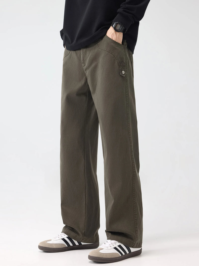 DUKEEN Heavyweight Lyocell Blend Straight Men's Casual Pants 2025 Autumn Soft Loose Fit Essential Trousers Men's Clothing