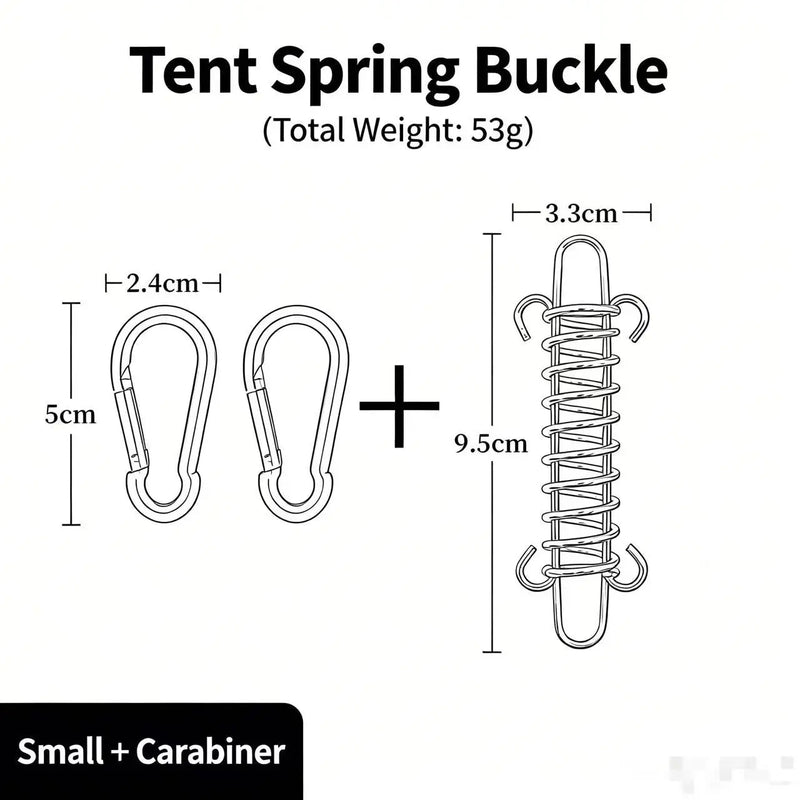 Outdoor Camping Tent High-Strength Steel Rope Buckle Spring Wind Hook Sunshade Fixed Buckle for Secure Tarp Anchoring
