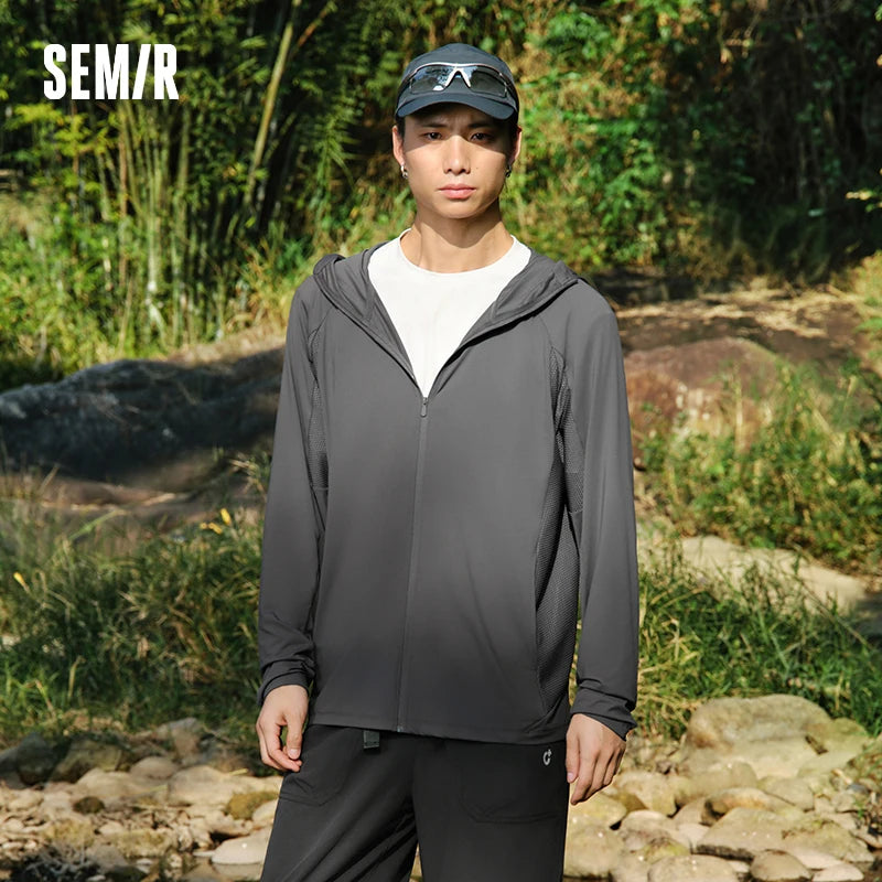 Semir Men Jacket UV Protection Cool Feeling Breathable Knit Elastic Hooded 2026 Summer Comfortable Outdoor Fashion Top