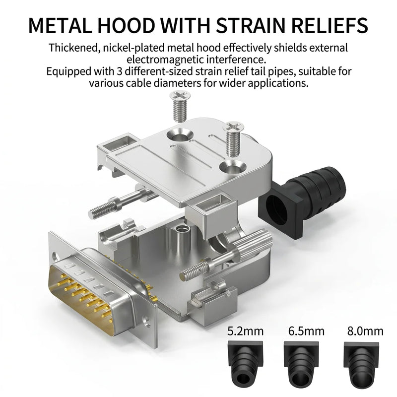 DIVEDEER Industrial Gold-Plated DB15 DB25 Connectors Male Female Parallel Ports with Metal Shells 25-Pin Plugs Industrial Use