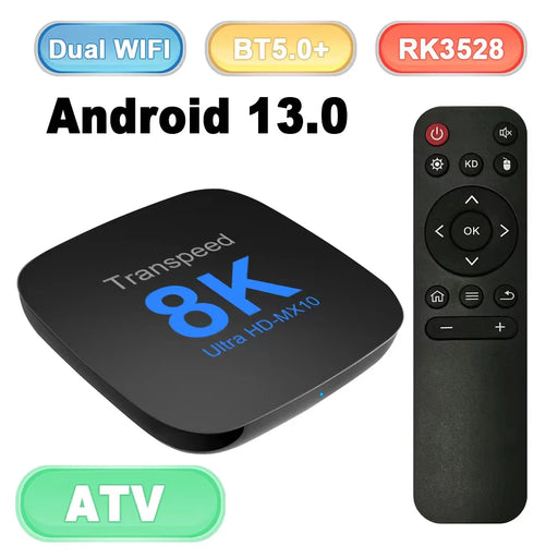 Transpeed ATV Android 13 TV BOX Dual Wifi BT5.0 RK3528 With Voice Assistant TV Apps Quad Core Cortex A53 Support 8K 4K Video