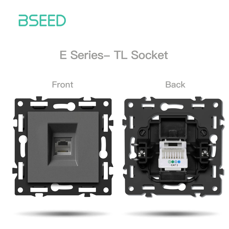 BSEED 1/2Gang Wall Light Switch With LED 65W EU Socket Module Part ST TV Internet Socket Part Glass Frame Free Comnbination