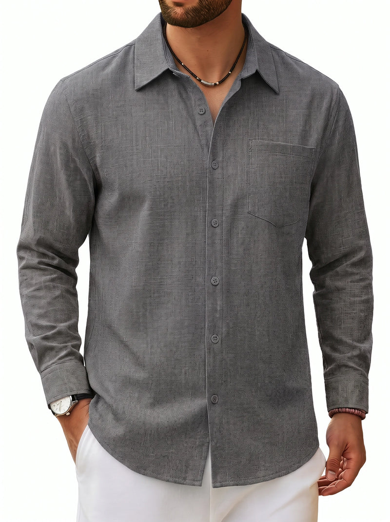 TACVASEN Men's Button Down Shirts High Quality Long Sleeve Casual Lightweight Beach Dress Shirts for Man Work Tee Chest Pockets