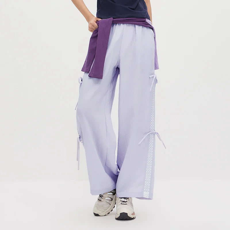 Semir Women Pants Bowknot Lace Loose Wide Leg Long Pants 2026 Summer Sweet Casual