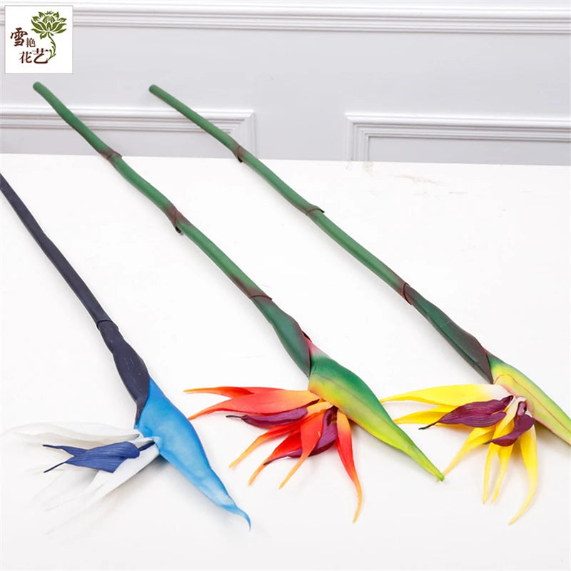 ផ្កាសិប្បនិម្មិត Bird of Paradise 1PCS ផ្កាដើមវែងធ្វើពីជ័រសមស្របសម្រាប់ការតុបតែងពិធីជប់លៀងនៅផ្ទះ DIY