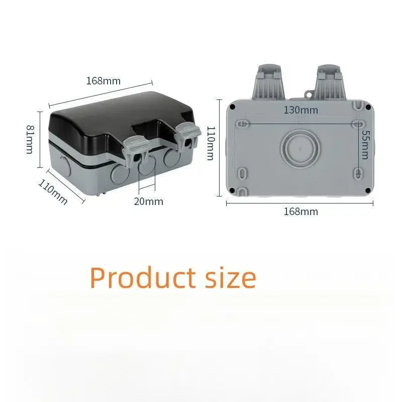 American 110v IP66 Waterproof Dual Socket with Switch, Universal Us Plug Outdoor Waterproof Charging Industrial Single Socket