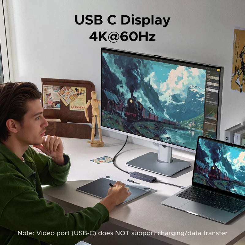 UGREEN USB-C Video Port USB-C HUB 4K60Hz USB3.2 Gen2 10Gbps USB-A&C Data Ports PD100W Charging for Laptop MacBook iPad Pro Dock