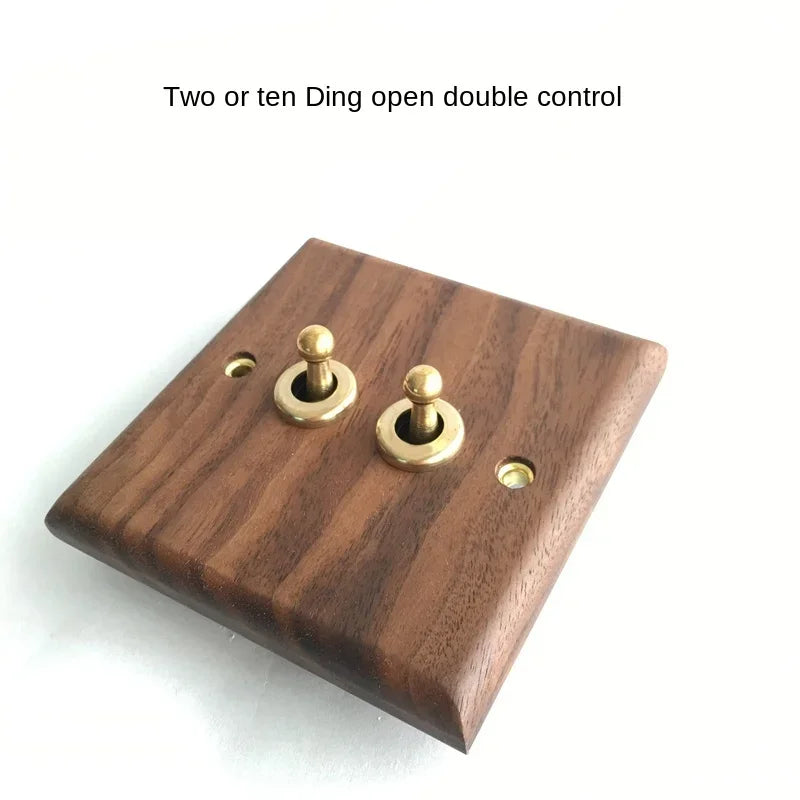DepoGuye High quality retro American light switch socket, pure wood brass toggle switch plate, home &bed wall light switch