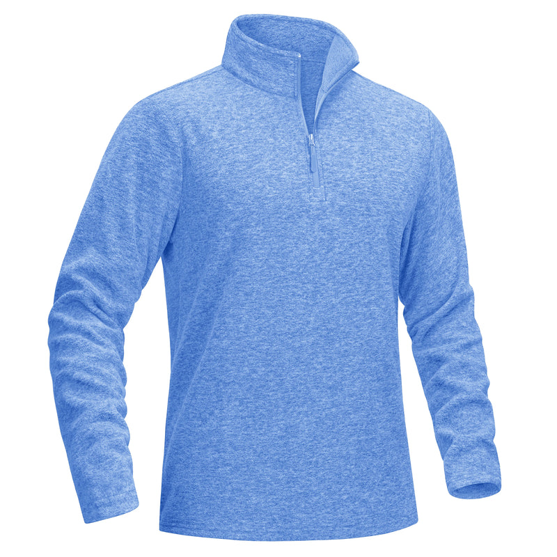 TACVASEN Men's Quarter Zip Up Fleece Pullover Warm Windproof Sweaters High Stand Collar Polyester Sweatshirts Fit Hike And Golf