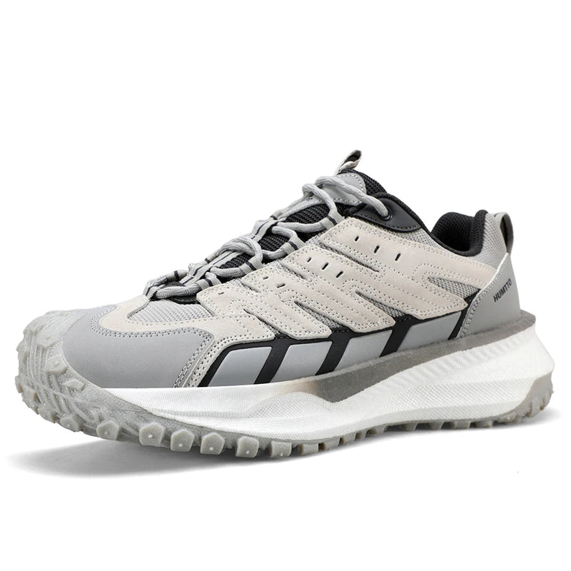 HUMTTO Breathable Non-slip Hiking Shoes for Men Outdoor Sports Shoes Leather Shock-absorbing Walking Sneakers Man Trekking Boots