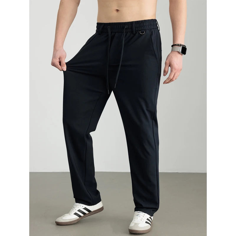 Mens Big and Tall Dress Pants Linen Blend Tencel Straight Leg Chinos Summer Business Casual Trousers with Stretch XL-7XL
