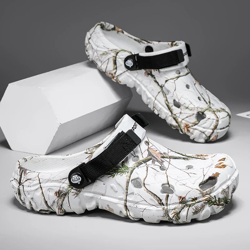 Wide Toe Beach Sandals for Men Holes Shoes Breathable Summer Rubber Slippers Garden Shoes Clogs Lightweight Big Size 49 50 51