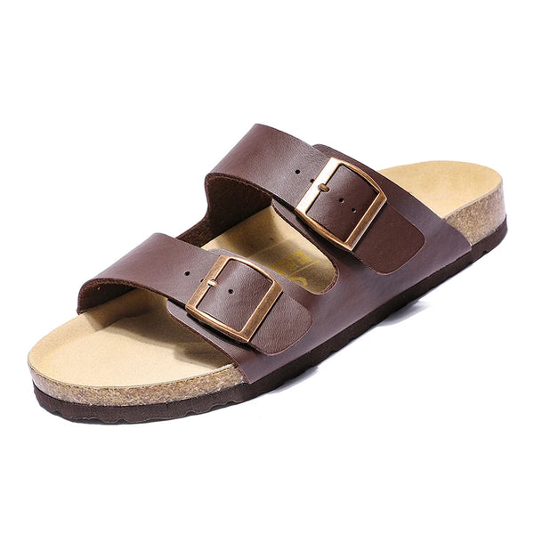 Plus Size 49 50 51 Men Women Cork Footbed Slide Sandals Double Adjustable Two Straps Buckle Flat Casual Summer Slip on Sandals