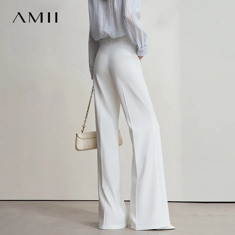 ខោ AMII Minimalist សម្រាប់នារី ពណ៌ស រដូវស្លឹកឈើជ្រុះ ឆ្នាំ២០២៦ ខោស្លីមសម ខោធម្មតា សម្រាប់នារីការិយាល័យ ខោហើម ប្រឆាំងស្នាមជ្រួញ សម្រាប់ប្រចាំថ្ងៃ 12523127