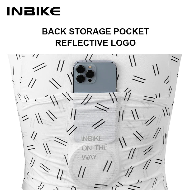 INBIKE New Summer Men's Cycling Short Sleeve MTB Bicycle Jersey Shirts for Men Road Mountain Bike Riding Clothing with 3 Pockets