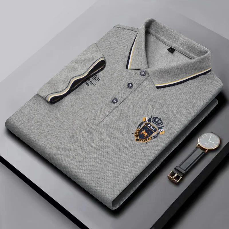 High Quality Man Short-Sleeved Polo Shirt Lapel Button Embroidery Summer Hot-Selling Polo Shirt Business Casual Men's Clothing