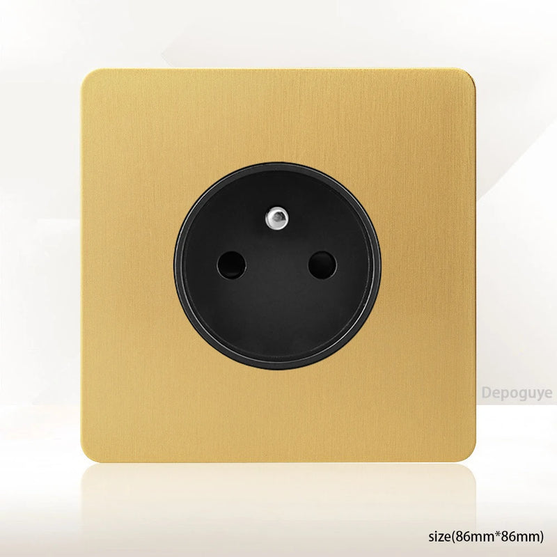 Gold Wall Light Toggle Switch Vintage Brass Lever Stainless Steel Panel,EU FR Universal USB C Socket 1-4 Gang 2Way Switch TV