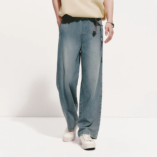 ខោបុរស Semir Denim ត្រជាក់មានអារម្មណ៍ទន់ជើងធំទូលាយចង្កេះយឺតអាចបត់បែនបានធម្មតារដូវក្តៅឆ្នាំ ២០២៦ ម៉ូដសម្លៀកបំពាក់ប្រចាំថ្ងៃ