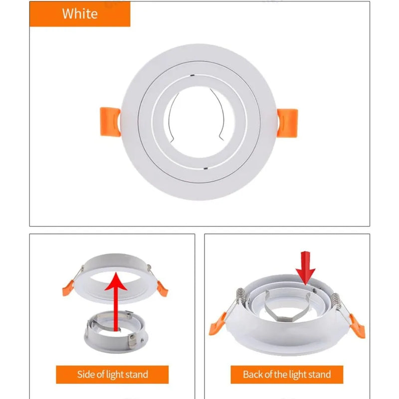 ស៊ុមភ្លើង LED រាងមូល JOYINLED 1/10 ដុំ GU10 MR16 ស៊ុមចង្កៀងពិដាន ជើងចង្កៀង ឈុតចង្កៀង 65mm ពណ៌ខ្មៅ ស