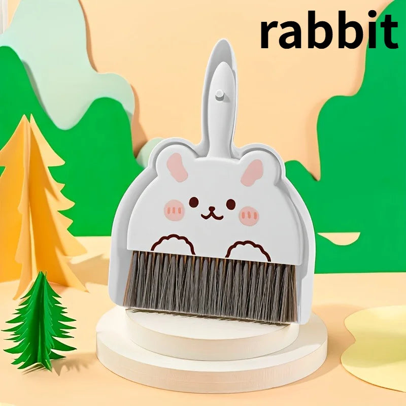 1set Small Dustpan Combination,Desktop Broom,Living Room Countertop Cleaning  (1 broom + 1 dustpan),Small animal pattern design