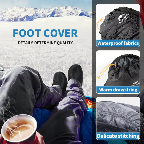 Naturehike Down Shoes Cover Winter Foot Warm Waterproof Shoes Ultralight Windproof Outdoor Hiking Camping Goose Down Foot Cover