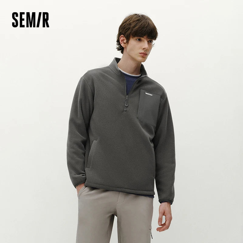 អាវយឺតបុរស Semir លំនាំ Plaid ក្តៅអ៊ីសូឡង់រោមចៀម 2026 រដូវរងា ទន់ ផាសុកភាព រចនាប័ទ្មធម្មតា ស្លៀកពាក់ជារៀងរាល់ថ្ងៃ