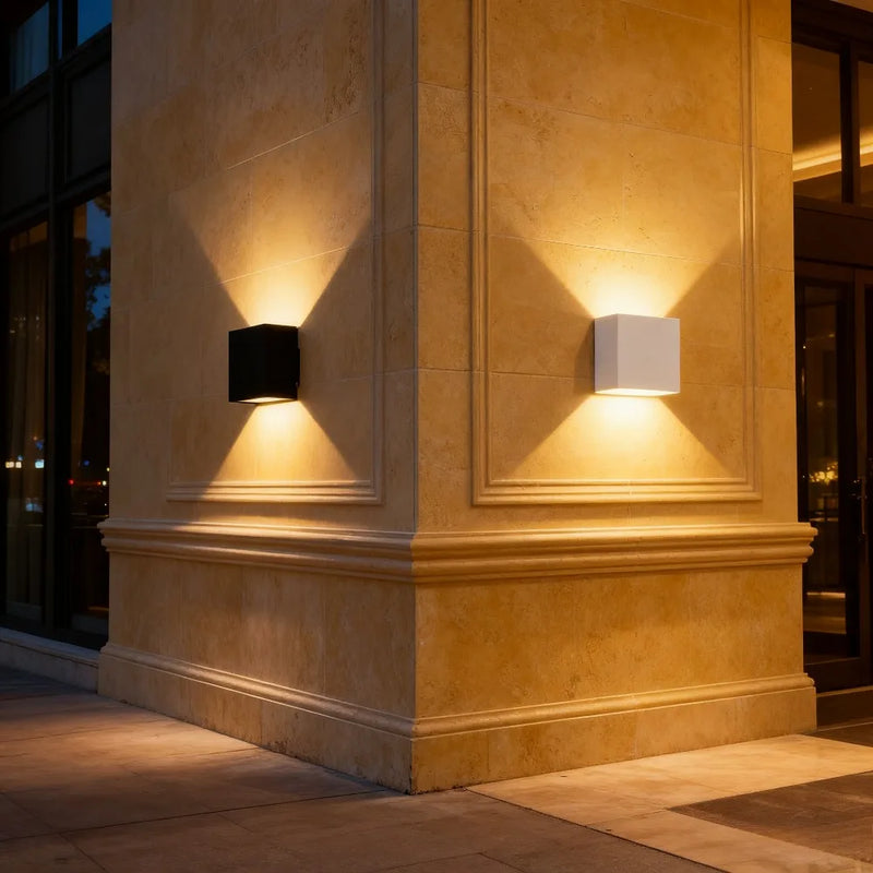 JOYINLED 6W White Square LED 2 Heads Wall Lamp Wall Sconces Waterproof for Outdoors Outside Garden Gallery Lighting Fixtures