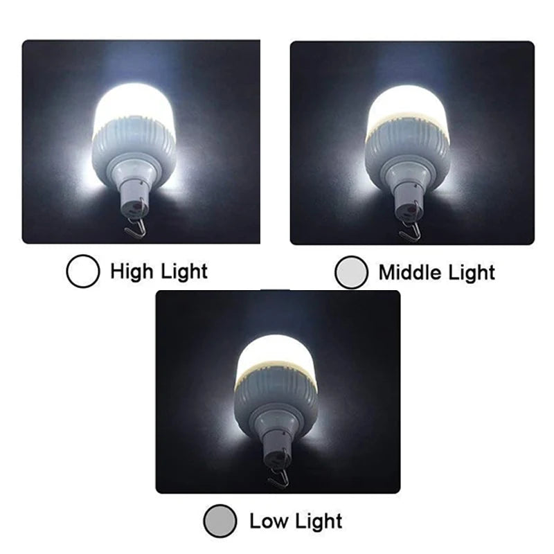 ភ្លើងសម្រាប់បោះតង់ ចង្កៀង LED ចល័ត អាចសាកបានដោយ USB អំពូលព្យួរក្រៅផ្ទះ ភ្លើងសង្គ្រោះបន្ទាន់សន្សំសំចៃថាមពលសម្រាប់តង់សួនច្បារ