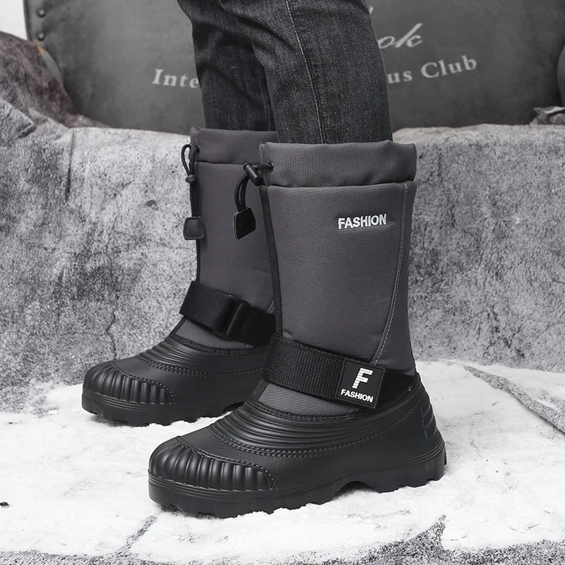 Men's high-top casual snow boots winter warm velvet cotton boots soft sole non-slip comfort outdoor walking thicken work boots