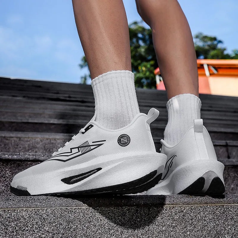 Men Women light running shoes four seasons thick sole outdoor casual racing sneakers couple fashion breathable speed sports shoe