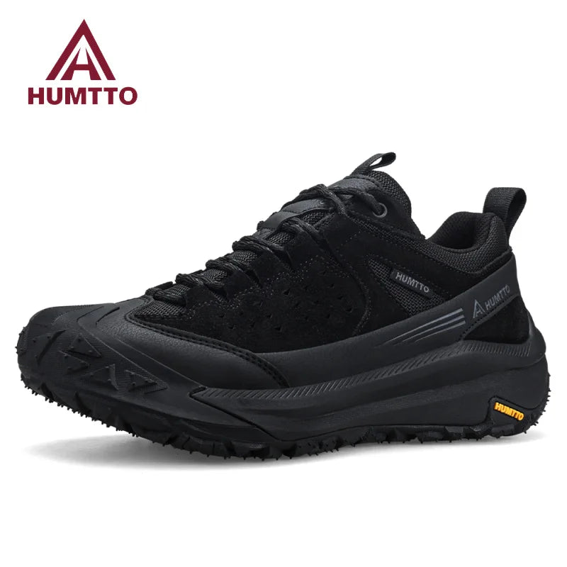 HUMTTO Winter Outdoor Hiking Sneakers Mens Genuine Leather Trainers Breathable Casual Shoes for Man Anti-slip Trekking Shoes Men