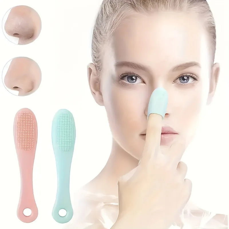 2pcs Silicone Finger Exfoliating Blackhead Brush Pore Cleansing Scrubber,for Nose Facial Deep Cleaning- Soft,Gentle and Elastic.
