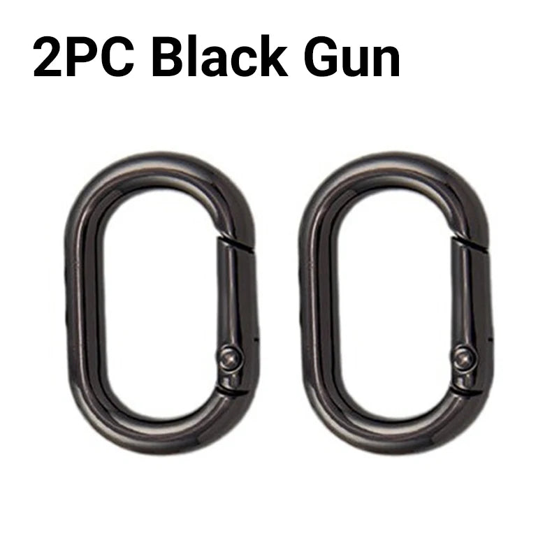 2PC Oval Spring O Ring Openable Leather Bag Handbag Strap Buckle Connect Keyring Pendant Key Dog Chain Snap Clasp Clip Carabiner