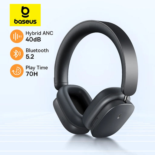 Baseus H1 ANC Wireless Headphones Hybrid 40dB Earphone Bluetooth 5.2 4-mics ENC 40mm Driver Over the Ear Headsets 70H Playtime