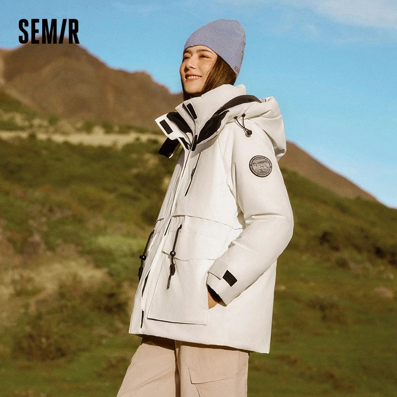 Semir Down Jacket Women Mid-Length Waterproof Oil-proof Stain-proof 2026 New Winter Clothing Coat Women