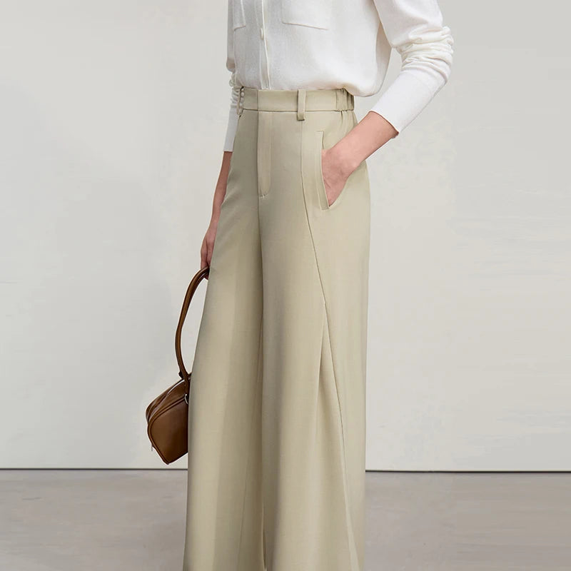 Amii Women's Loose Pants 2026 Autumn New Minimalism Commuter Anti-wrinkle Casual Pants Female Solid Wide Leg Trousers 12621034