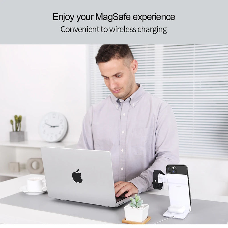 NILLKIN 3 in 1 Magnetic Wireless Charger Stand For iphone 13 pro max For Samsung Galaxy Watch5 Pro For Huawei/Garmin Watch