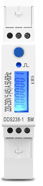 TOMZN Single-Phase DIN Rail kWh Energy Meter – 5(45)A, 45A, 220V–230V, 50/60Hz, LCD Display with Blue Backlight