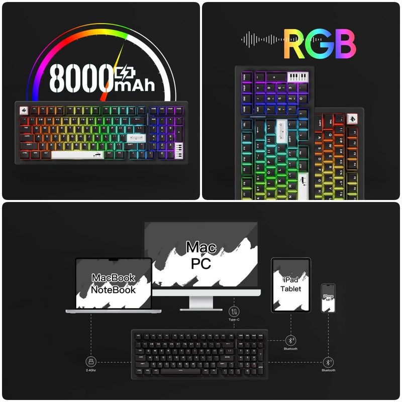 MonsGeek M2 V5 VIA Mechanical Keyboard/Barebone Kit 1800 Compact Size Rapid Disassemble RGB Hot Swap Tri-mode Keyboard Aluminum