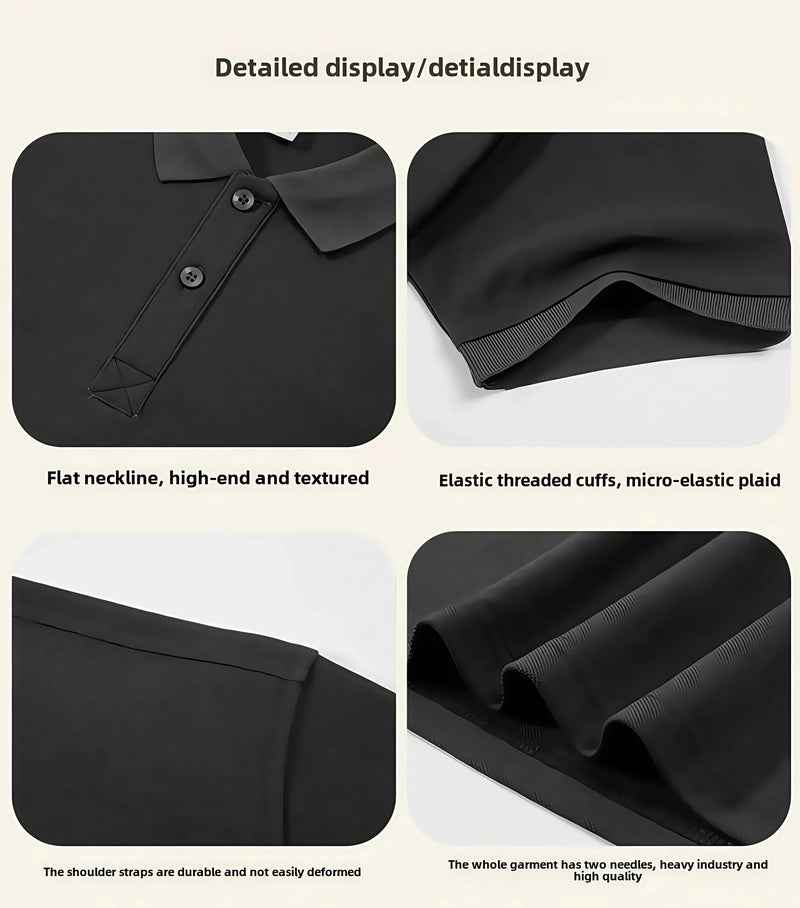 2026 Refreshing and breathable solid-color polo men's T-shirt is casual and loose suitable for men with simple lapel collars