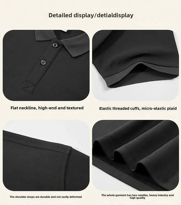 Men's Ice Silk POLO Shirt Short Sleeve Fashionable Trendy Summer New Arrival Turn-down Collar Top Loose Fit Casual Wear