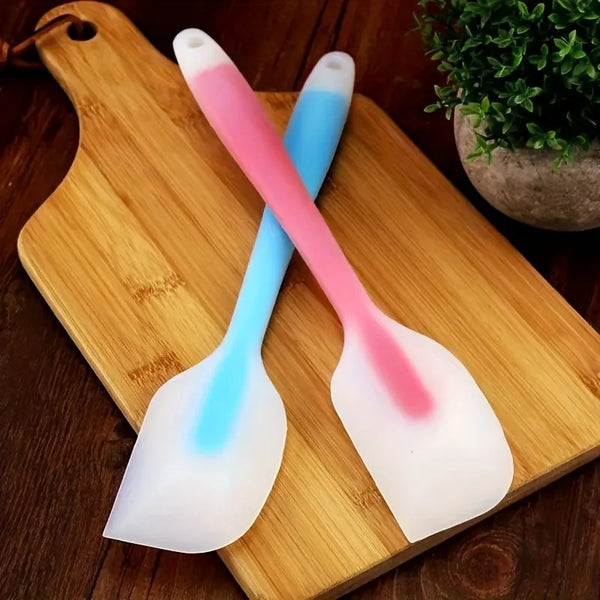 1pc Translucent Handle Silicone Scraper Butter Cream Mixing Shovel Knife Cake Baking Spatula Tool, random color
