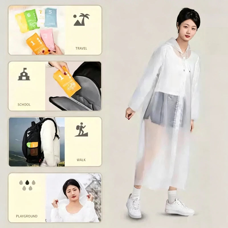 Compressed Disposable Card Raincoat Waterproof Hooded Emergency Poncho For Outdoor Travel