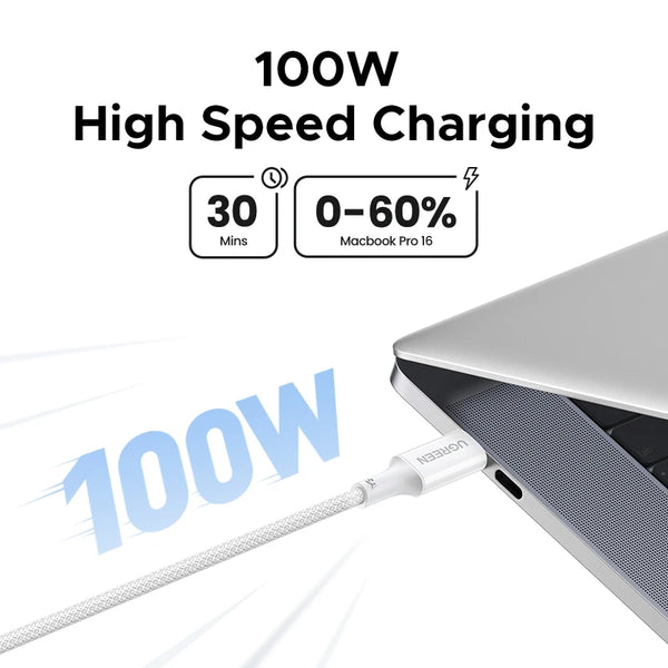 ខ្សែសាក UGREEN 100W USB C សម្រាប់ iPhone 16 15 Plus Pro Max Type C សម្រាប់ Macbook Pro iPad PD Fast Charger Cord Type-C