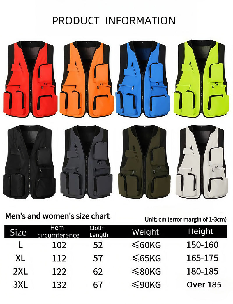 Functional Photographer Vest Work Clothes Men's Trendy Multi-Pocket Vest Korean-Style Trendy Workwear Custom Logo Printing