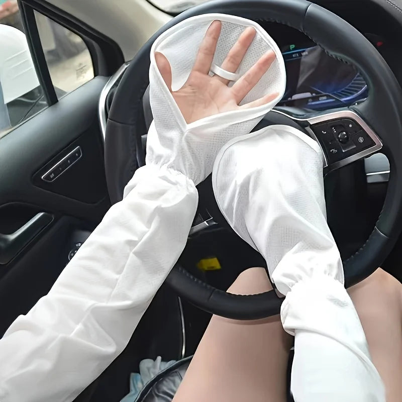 1pair Summer Arm Sleeves,Mesh Fabric Breathable,Sweat-Wicking.Suitable for All Scenarios Hiking,Beach Vacation,Commuting by Car.